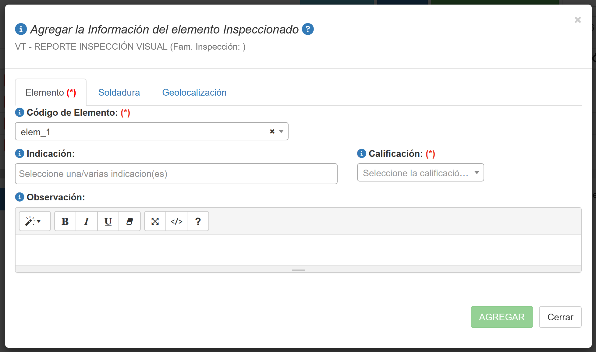 agregar info elemento inspeccionado